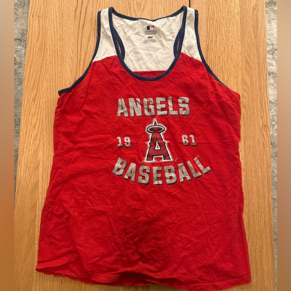 Los Angeles Angels Tank Top Women’s Large Red MLB Baseball Racerback Shirt